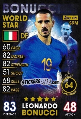 Sticker Leonardo Bonucci - Match Attax 101. Season 2018-2019 n. 129 - Topps