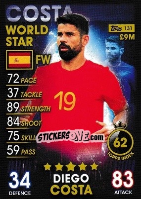 Sticker Diego Costa - Match Attax 101. Season 2018-2019 n. 131 - Topps