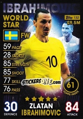 Sticker Zlatan Ibrahimovic - Match Attax 101. Season 2018-2019 n. 132 - Topps