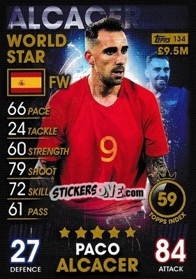 Sticker Paco Alcacer - Match Attax 101. Season 2018-2019 n. 134 - Topps