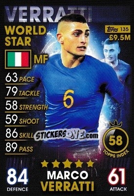 Figurina Marco Verratti - Match Attax 101. Season 2018-2019 - Topps