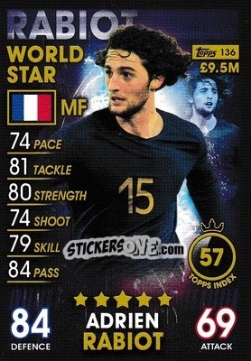 Figurina Adrien Rabiot - Match Attax 101. Season 2018-2019 - Topps