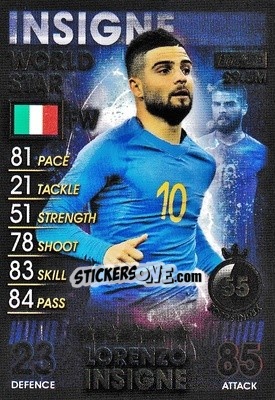 Sticker Lorenzo Insigne - Match Attax 101. Season 2018-2019 n. 138 - Topps