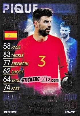 Sticker Gerard Pique - Match Attax 101. Season 2018-2019 n. 140 - Topps