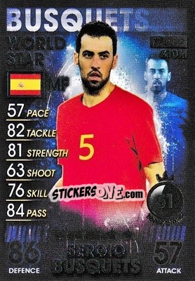 Sticker Sergio Busquets - Match Attax 101. Season 2018-2019 n. 142 - Topps