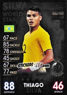 Sticker Thiago Silva - Match Attax 101. Season 2018-2019 n. 156 - Topps