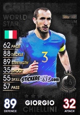 Sticker Giorgio Chiellini - Match Attax 101. Season 2018-2019 n. 157 - Topps