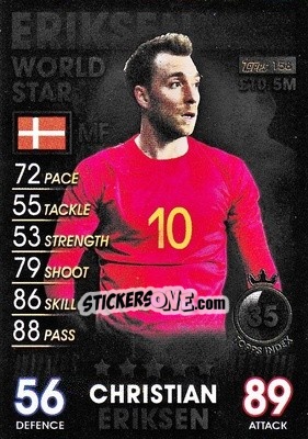 Sticker Christian Eriksen - Match Attax 101. Season 2018-2019 - Topps