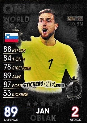 Sticker Jan Oblak - Match Attax 101. Season 2018-2019 n. 160 - Topps