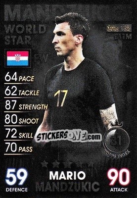 Sticker Mario Mandzukic - Match Attax 101. Season 2018-2019 n. 162 - Topps