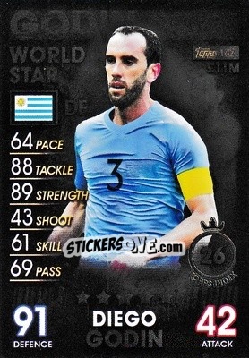 Sticker Diego Godin - Match Attax 101. Season 2018-2019 n. 167 - Topps