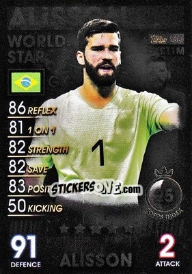 Sticker Alisson - Match Attax 101. Season 2018-2019 n. 168 - Topps