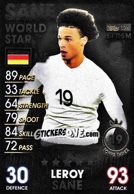 Sticker Leroy Sane - Match Attax 101. Season 2018-2019 n. 174 - Topps