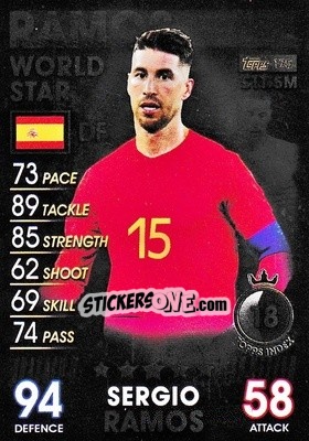 Sticker Sergio Ramos - Match Attax 101. Season 2018-2019 n. 175 - Topps