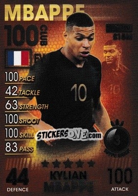 Sticker Kylian Mbappe - Match Attax 101. Season 2018-2019 n. 190 - Topps