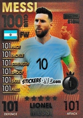 Sticker Lionel Messi - Match Attax 101. Season 2018-2019 n. 192 - Topps