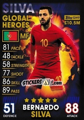 Sticker Bernardo Silva - Match Attax 101. Season 2018-2019 n. GH9 - Topps