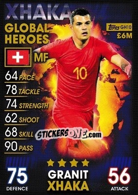 Sticker Granit Xhaka - Match Attax 101. Season 2018-2019 n. GH10 - Topps