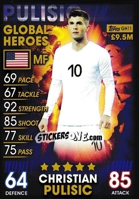 Sticker Christian Pulisic - Match Attax 101. Season 2018-2019 n. GH11 - Topps