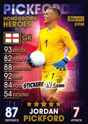 Sticker Jordan Pickford - Match Attax 101. Season 2018-2019 n. HH1 - Topps