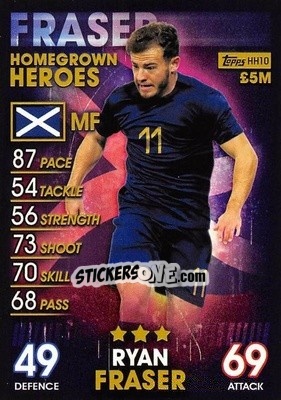 Sticker Ryan Fraser - Match Attax 101. Season 2018-2019 n. HH10 - Topps