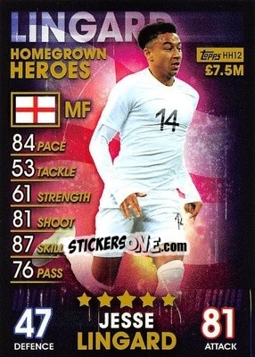 Sticker Jesse Lingard - Match Attax 101. Season 2018-2019 n. HH12 - Topps