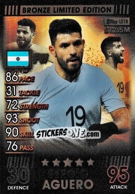 Sticker Sergio Aguero - Match Attax 101. Season 2018-2019 n. LE1B - Topps