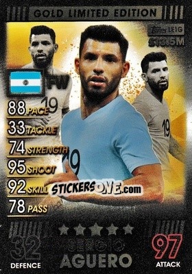 Sticker Sergio Aguero - Match Attax 101. Season 2018-2019 n. LE1G - Topps