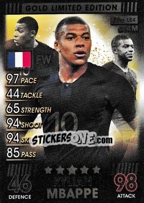 Sticker Kylian Mbappe - Match Attax 101. Season 2018-2019 n. LE4 - Topps
