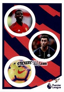 Sticker Paul Pogba / Aymeric Laporte / Nike Match Ball - Tabloid Premier League n. 5 - Panini