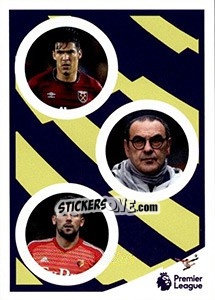 Sticker Fabian Balbuena / Maurizio Sarri / Ben Foster - Tabloid Premier League n. 27 - Panini
