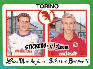 Sticker Luca Marchegiani / Silvano Benedetti - Calcio 1990 n. 411 - Euroflash