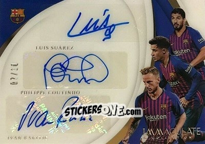 Sticker Ivan Rakitic / Philippe Coutinho / Luis Suarez - Immaculate Soccer 2018-2019 n. TR-BAR - Panini