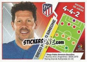 Sticker Entrenador Atlético De Madrid - Diego Pablo Simeone (6) - Liga Spagnola 2019-2020 n. 6 - Colecciones ESTE