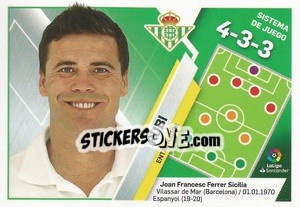 Sticker Entrenador Real Betis - Rubi (10) - Liga Spagnola 2019-2020 - Colecciones ESTE