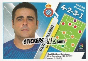 Sticker Entrenador RCD Espanyol - David Gallego (16) - Liga Spagnola 2019-2020 n. 16 - Colecciones ESTE