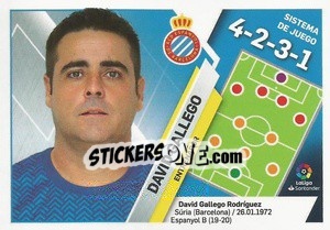 Sticker Entrenador RCD Espanyol - David Gallego (16) - Liga Spagnola 2019-2020 - Colecciones ESTE