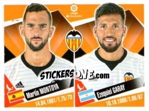 Sticker Martin Montoya / Ezequiel Garay - Liga 2017-2018. South America - Panini