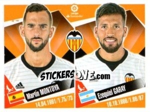 Sticker Martin Montoya / Ezequiel Garay - Liga 2017-2018. South America n. 216 - Panini