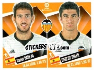 Sticker Daniel Parejo / Carlos Soler - Liga 2017-2018. South America - Panini
