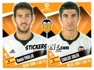 Cromo Daniel Parejo / Carlos Soler - Liga 2017-2018. South America - Panini