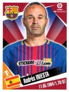 Sticker Andres Iniesta - Liga 2017-2018. South America - Panini