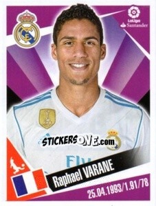 Sticker Raphaël Varane - Liga 2017-2018. South America - Panini