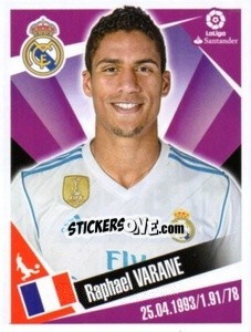 Sticker Raphaël Varane - Liga 2017-2018. South America n. 78 - Panini