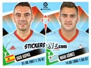 Cromo Iago Aspas / Mexi Gomez - Liga 2017-2018. South America - Panini