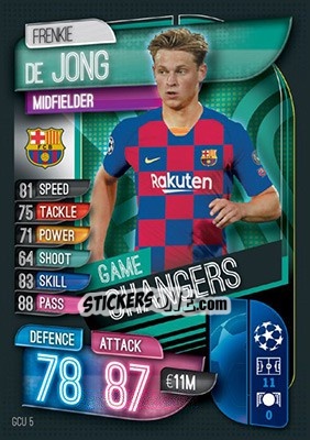 Sticker Frenkie de Jong - UEFA Champions League 2019-2020. Match Attax. UK Edition n. GCU5 - Topps