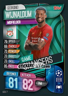 Sticker Georginio Wijnaldum - UEFA Champions League 2019-2020. Match Attax. UK Edition - Topps