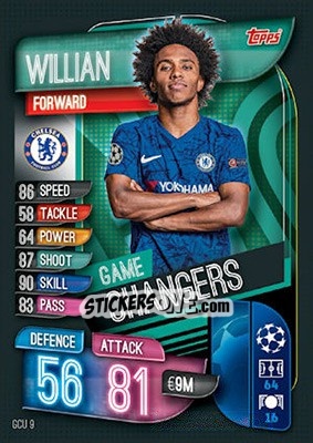 Sticker Willian - UEFA Champions League 2019-2020. Match Attax. UK Edition n. GCU9 - Topps