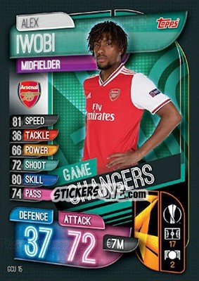 Sticker Alex Iwobi - UEFA Champions League 2019-2020. Match Attax. UK Edition n. GCU15 - Topps
