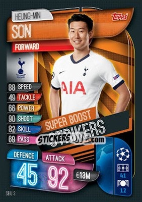 Sticker Heung-Min Son - UEFA Champions League 2019-2020. Match Attax. UK Edition n. SBU3 - Topps